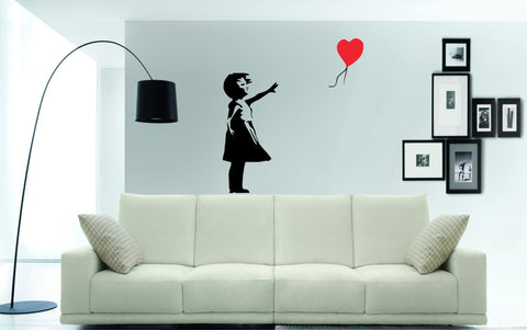 Banksy Girl and Floating Heart