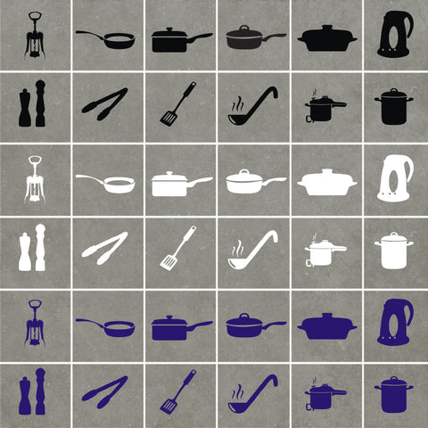Kitchen Utensils Stickers (ideal for tiles, glass, ceramics, any flat surface)
