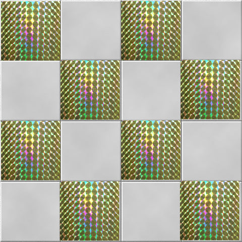 HOLOGRAPHIC MOSAIC TILE STICKERS - 4 x 4" (10 x 10cms)