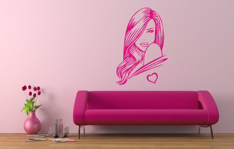 Woman with love heart wall art sticker