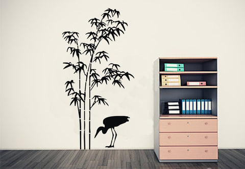 Bamboo Wall Art & Feeding Crane