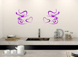 2 COFFEE CUPS Kitchen Wall Art Stickers