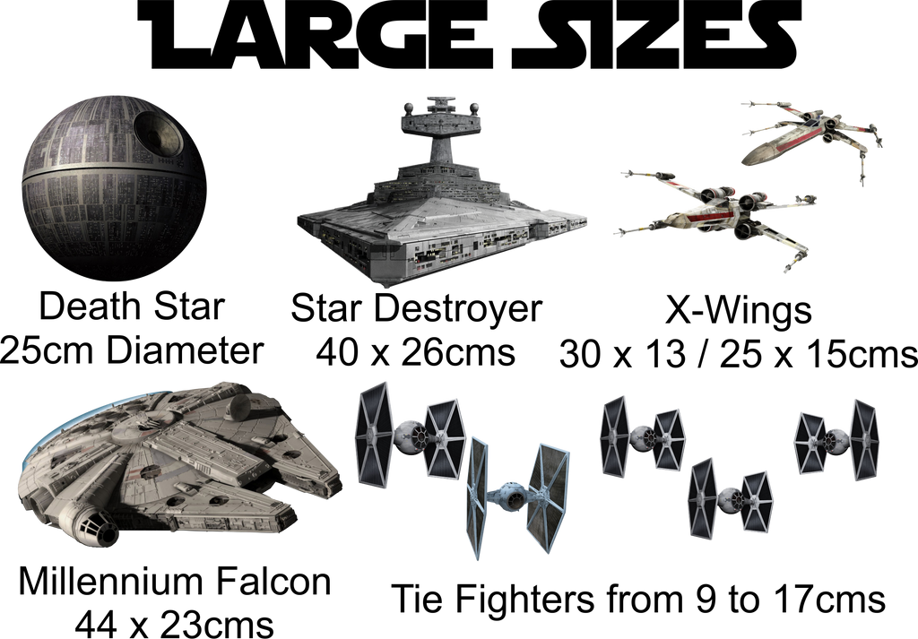 Death Star, Millennium Falcon, Tie Fighters Full colour HD