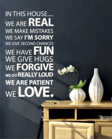 In this House, we are real... quote (87.5 x 52cms)