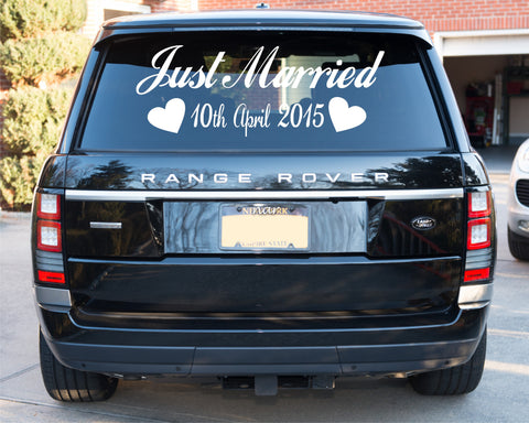 Just Married Car Window Sticker