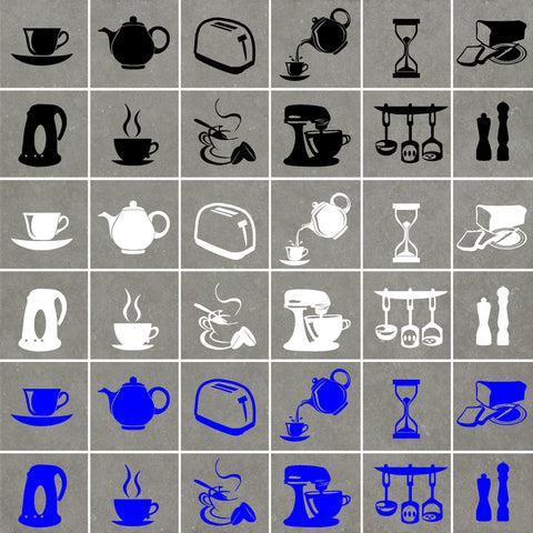 Kitchen Utensils (Set B) Stickers (ideal for tiles, glass, ceramics, any flat surface)