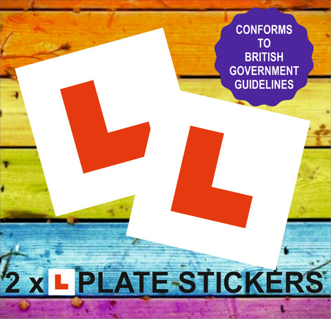 2 X LEARNER L Plate Stickers