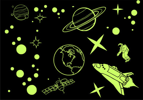 Glow in the Dark Space Theme Stickers