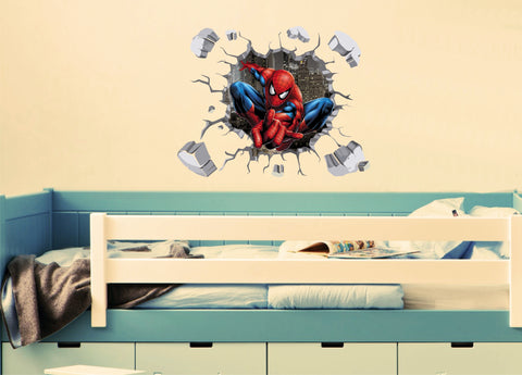 3D Spiderman bursting through the wall (70 x 51cms)