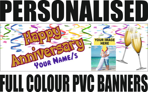 PVC Anniversary Banners - Personalise with Name/s and Photo!