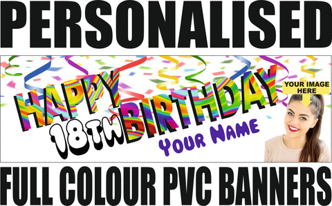 PVC Birthday Banners - Personalise with Name, Birth Date and Photo!