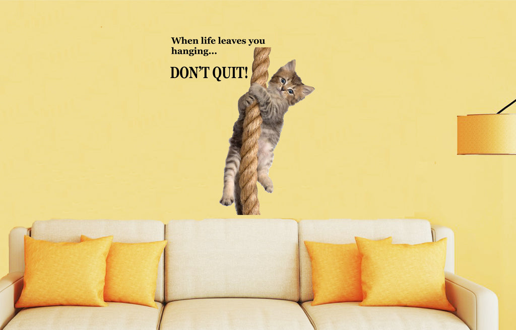 cat on a rope wall sticker