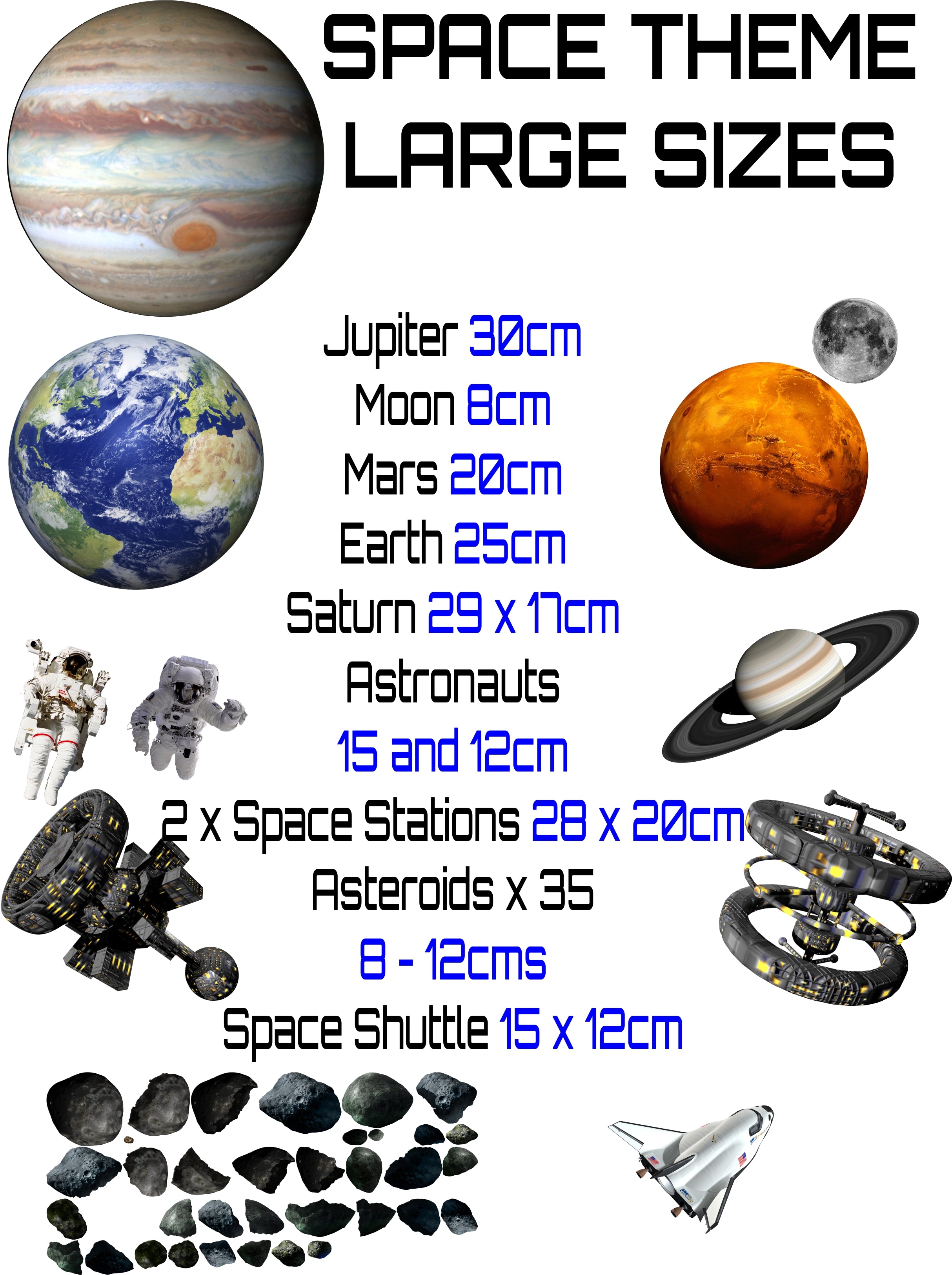 Space Theme Stickers, full colour in 2 x great sizes, unique – Wall Art ...